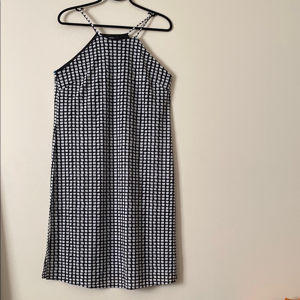 Black and White Gingham Halter Midi Dress. Size L